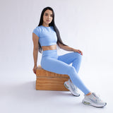 LEGGING DEPORTIVO PARA MUJER CON PRETINA ALTA AZUL CLARO